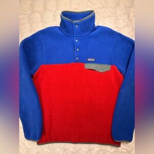 Patagonia Synchilla Snap-T Fleece Pullover Men Medium Blue Red 100% Recycled